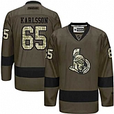 Glued Ottawa Senators #65 Erik Karlsson Green Salute to Service NHL Jersey
